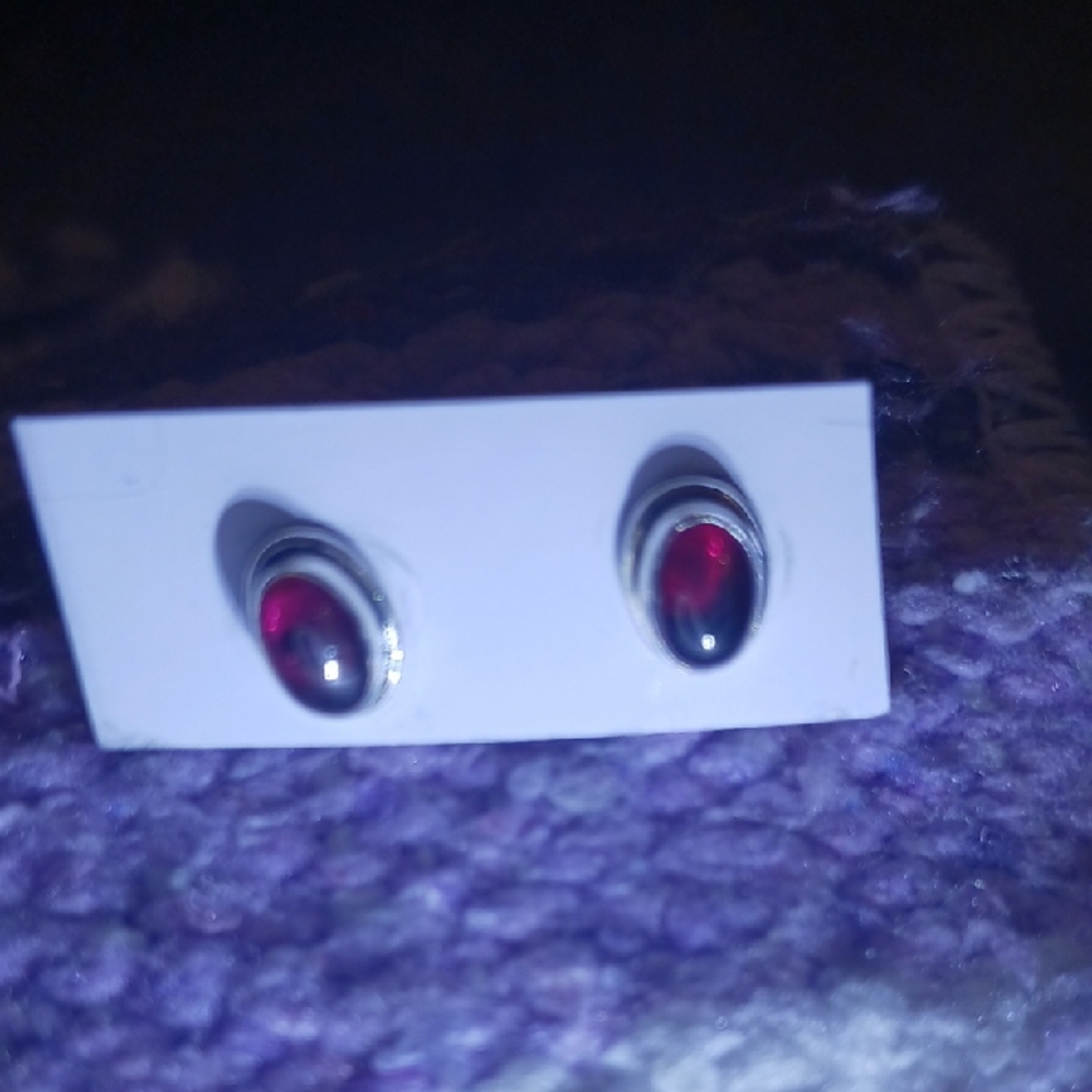 Sterling 925 Silver and Amethyst Post Earrings
